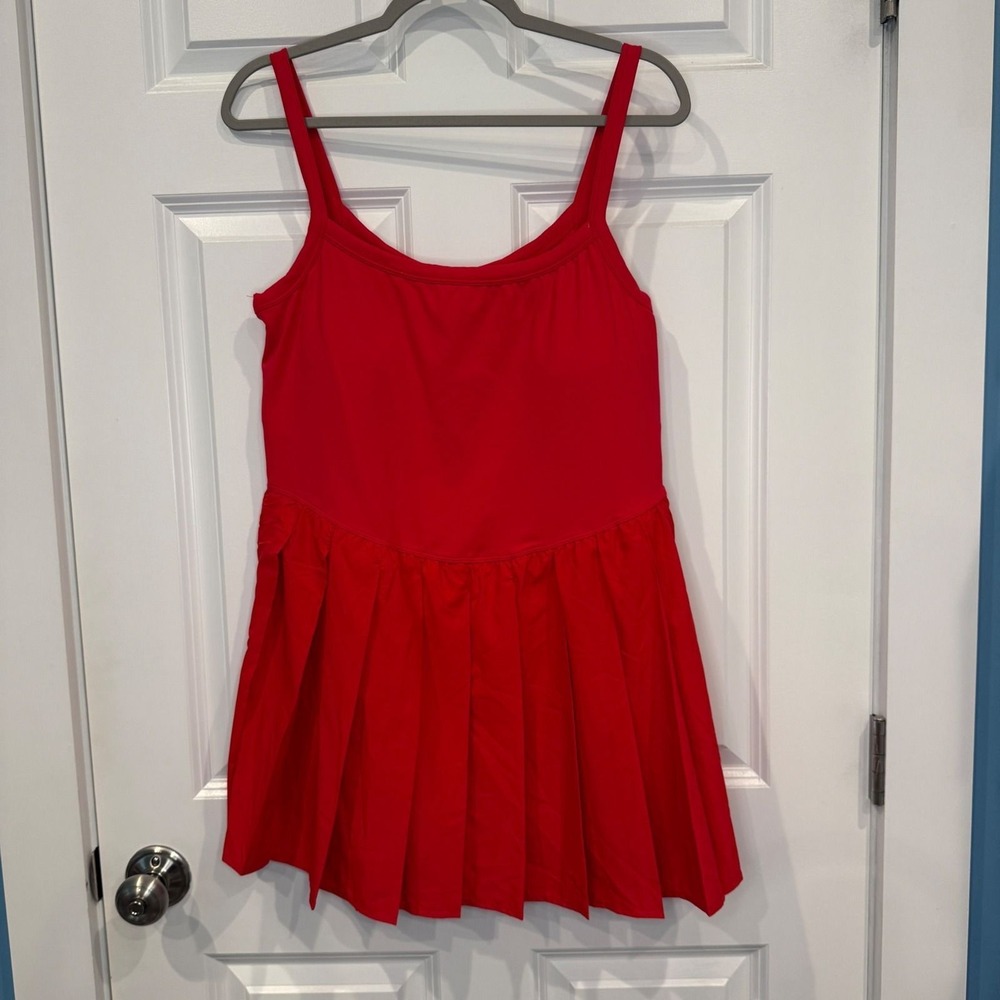 Altar'd State Solid Red Pleated Mini Tennis Dress Size XXL Fit and Flare - Picture 2 of 8